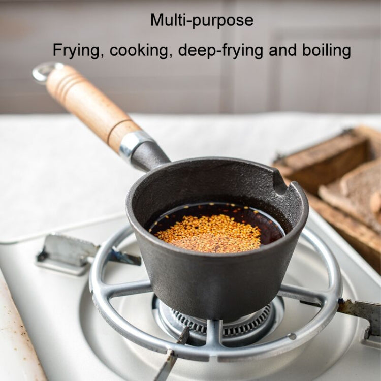 Mini Hot Oil Skillet Wooden Handle Cast Iron Pot Household Omelette Pan, Caliber: 11x5cm