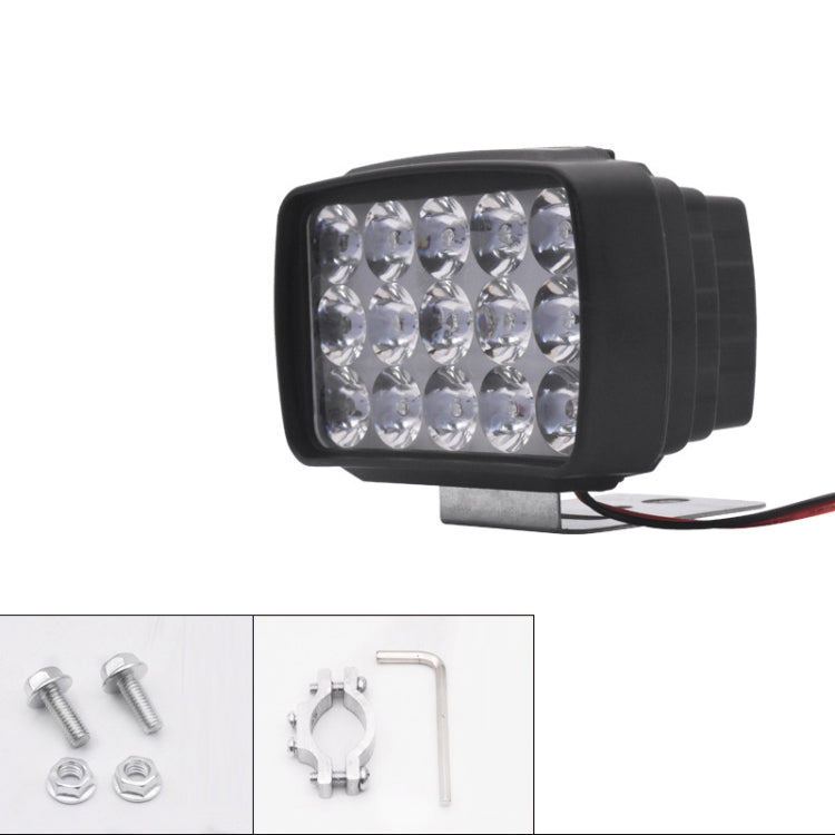 15W Electric Motorcycle External Strong LED Headlight, Specifications: With Screws + Pipe Clamps