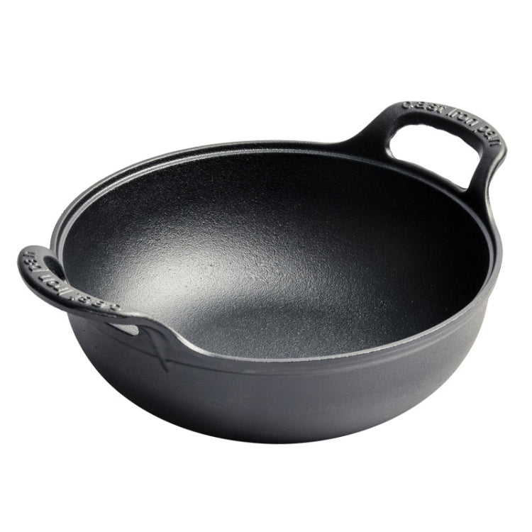 25cm Cast Iron Frying Pan Stewpot Universal Uncoated Non-Stick Casserole