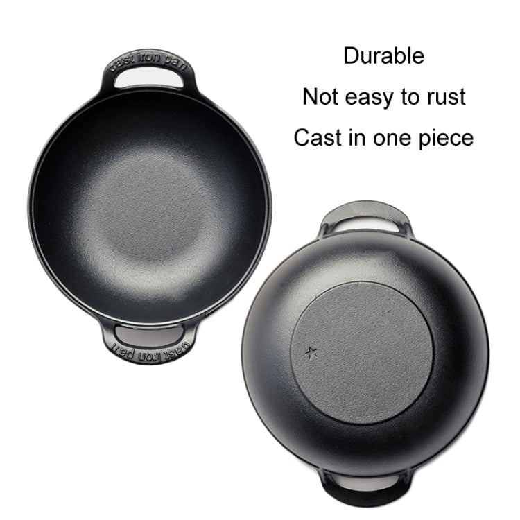 25cm Cast Iron Frying Pan Stewpot Universal Uncoated Non-Stick Casserole
