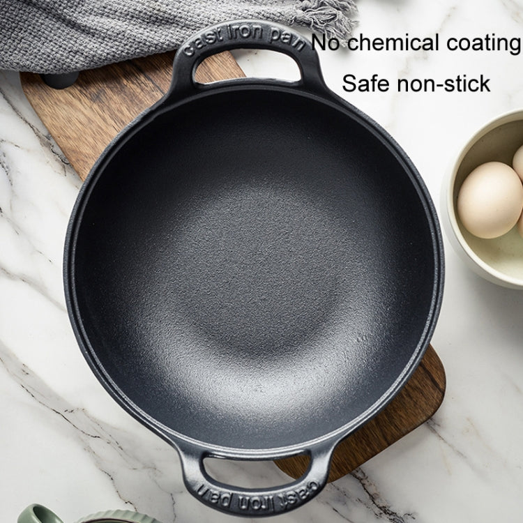 25cm Cast Iron Frying Pan Stewpot Universal Uncoated Non-Stick Casserole
