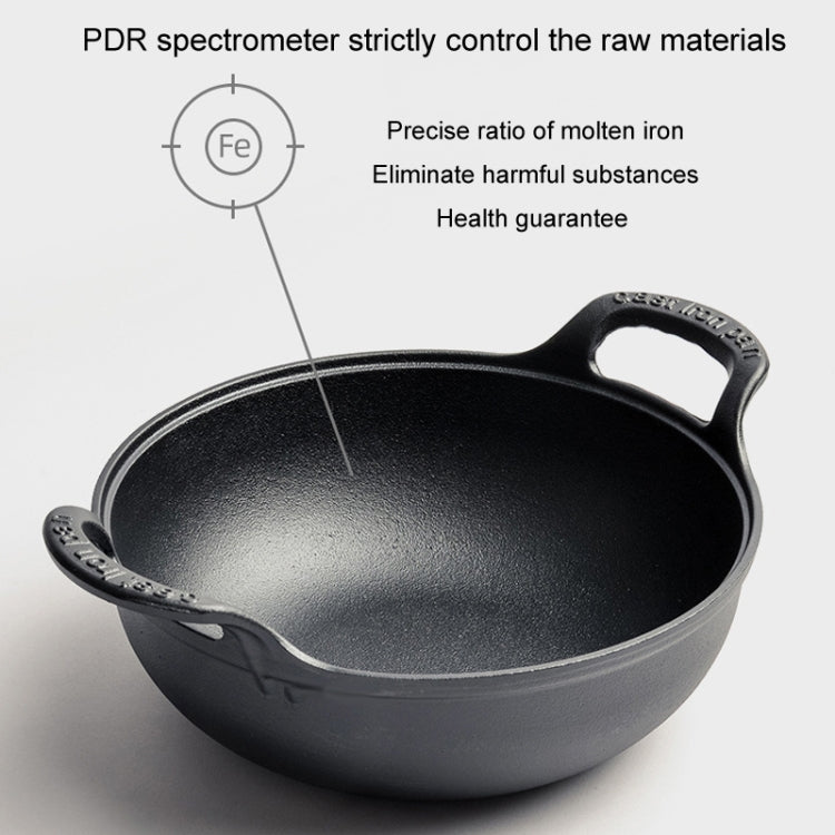 25cm Cast Iron Frying Pan Stewpot Universal Uncoated Non-Stick Casserole