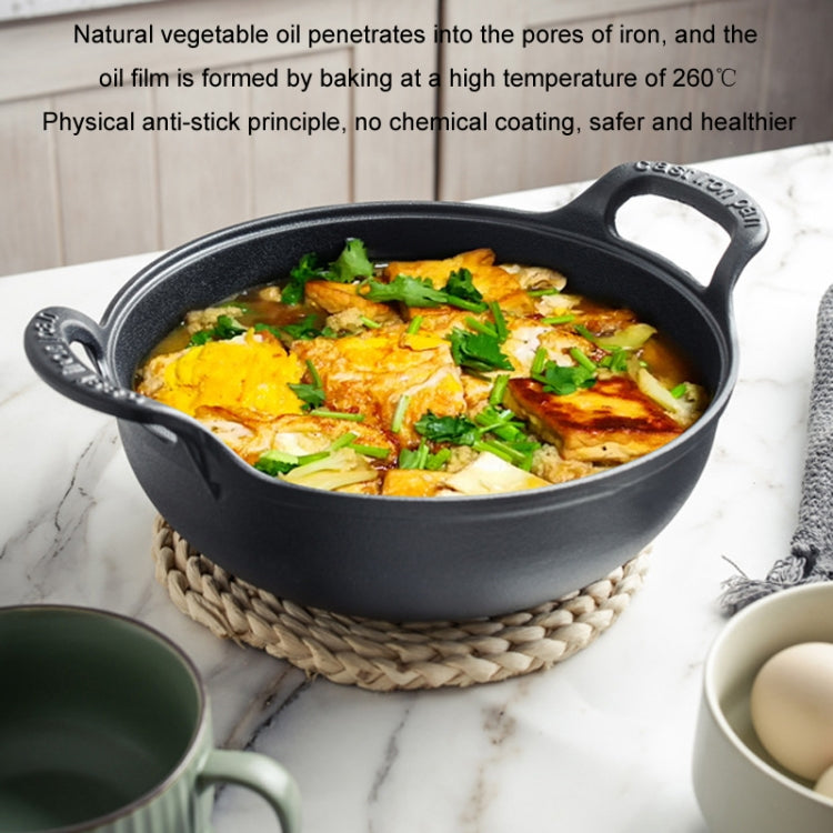 25cm Cast Iron Frying Pan Stewpot Universal Uncoated Non-Stick Casserole