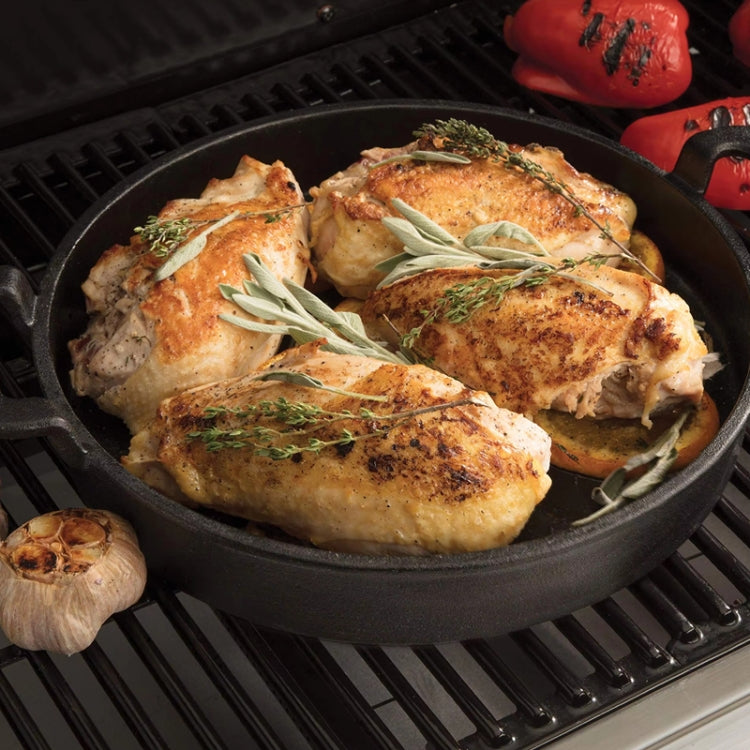 27cm Cast Iron Frying Pan Stewpot Universal Uncoated Non-Stick Casserole