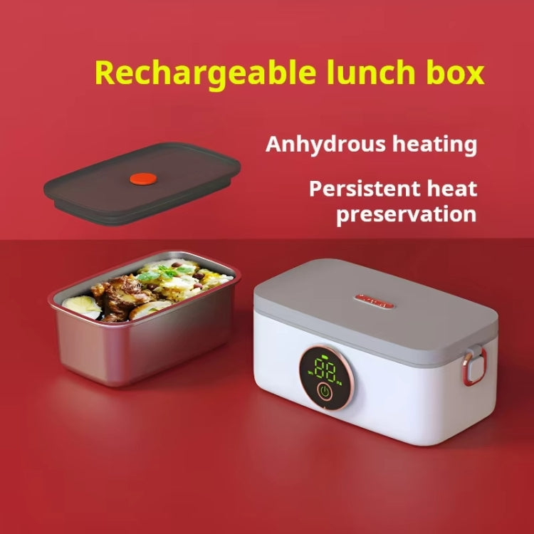 1000ml USB Rechargeable Lunch Box Wireless Heating Bento Box Timing Adjustment - White