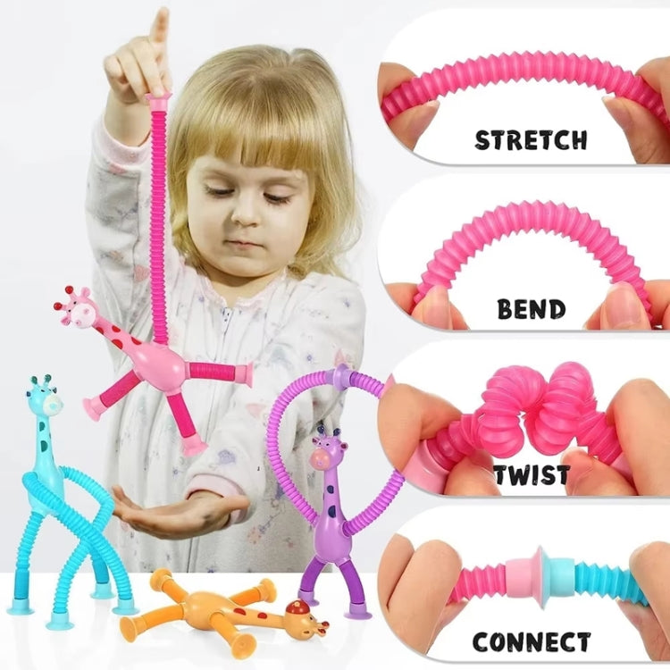 Telescopic Suction Cup Giraffe Funny Hundred Change Children Cartoon Educational Toy