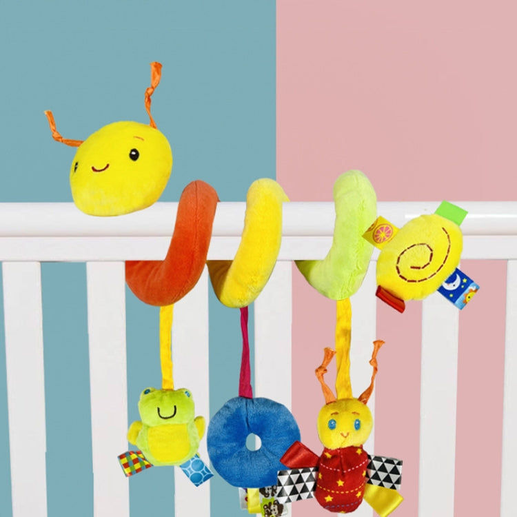 H033B Baby Caterpillar Cot Spiral Toy Cartoon Animal Baby With Rattle Bee Pram Hanging Soothing Toy