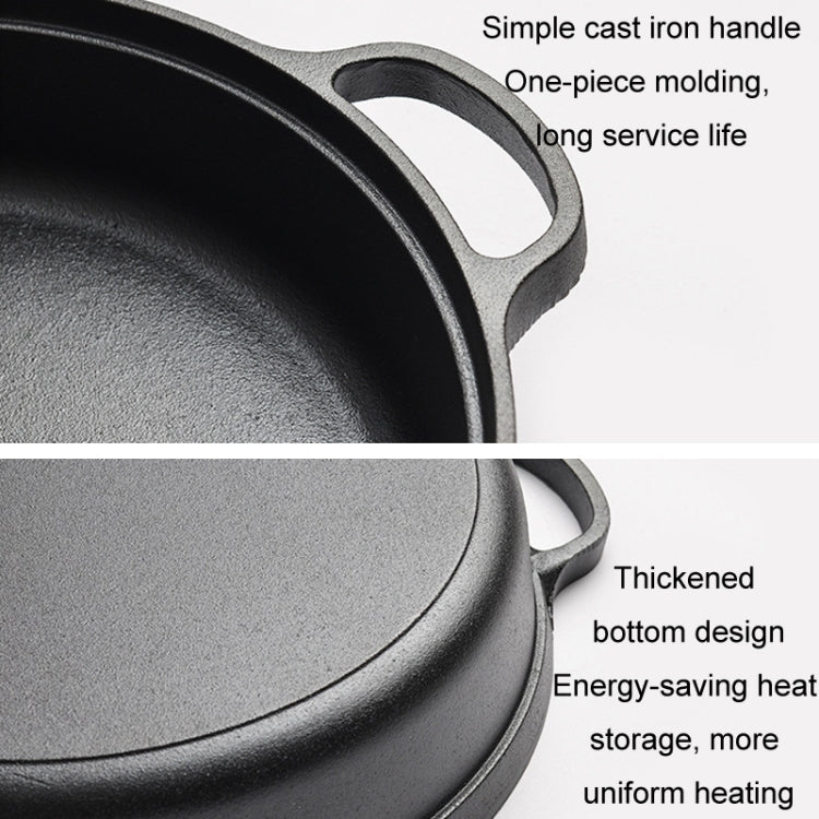 22cm Cast Iron Cooking Pot Wok Nonstick Frying Pan Restaurant Kitchen Skillet Camping Cooker