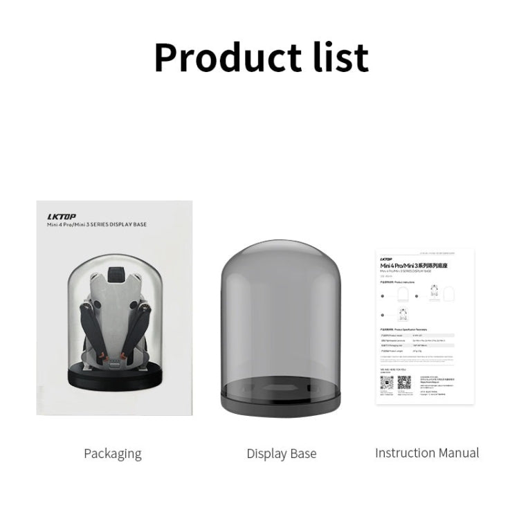 For DJI Mini 4 Pro / 3 / 3 Pro LKTOP Display Base Dustproof Display Stand - Black