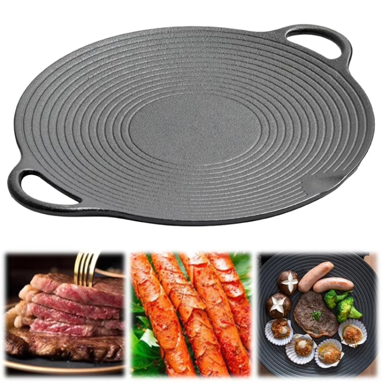 30cm Cast Iron Threaded Grill Pan Outdoor Non-Stick Frying Pan Uncoated Teppanyaki Pot