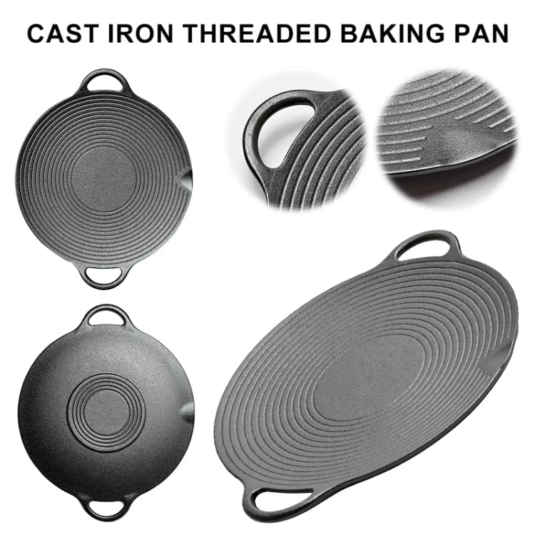 30cm Cast Iron Threaded Grill Pan Outdoor Non-Stick Frying Pan Uncoated Teppanyaki Pot