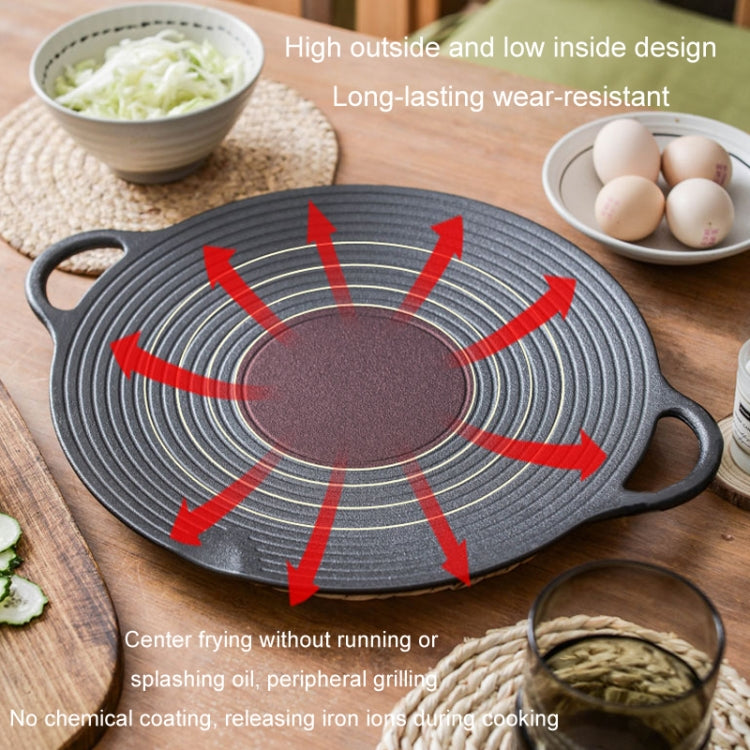 35cm Cast Iron Threaded Grill Pan Outdoor Non-Stick Frying Pan Uncoated Teppanyaki Pot