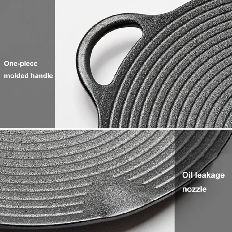 35cm Cast Iron Threaded Grill Pan Outdoor Non-Stick Frying Pan Uncoated Teppanyaki Pot