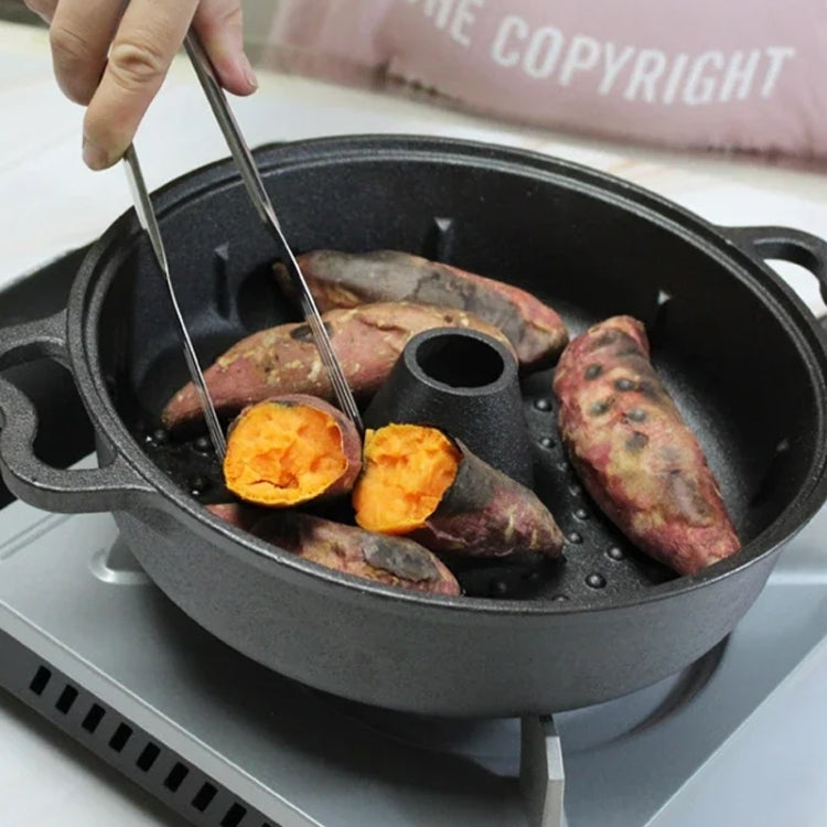 28cm Cast Iron Sukiyaki Pot Roast Sweet Potato Pot Round Barbecue Grill Pan With Lid Turkey Roasting Pan