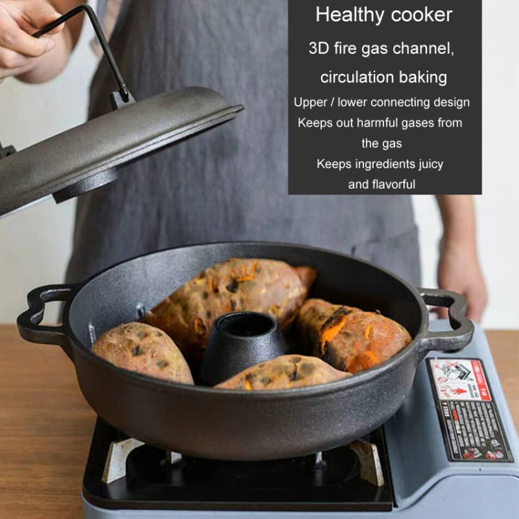 22cm Cast Iron Sukiyaki Pot Roast Sweet Potato Pot Round Barbecue Grill Pan With Lid Turkey Roasting Pan