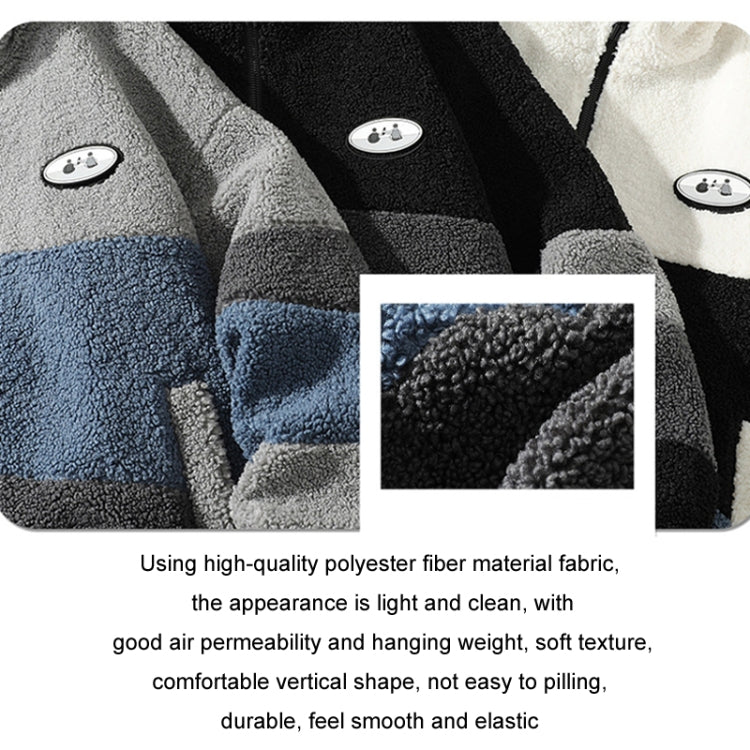 Loose Patchwork Colorblocked Lambskin Coat Men Jacket, Size: M