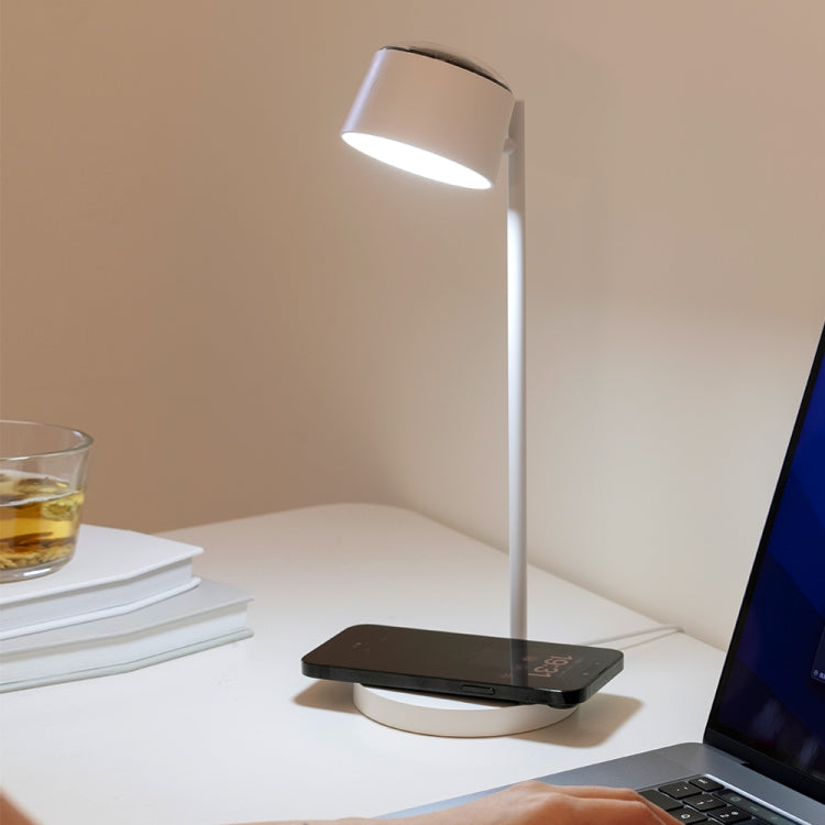 Multifunctional Magnetic LED Smart Projection Desk Lamp with Wireless Charging Function - White
