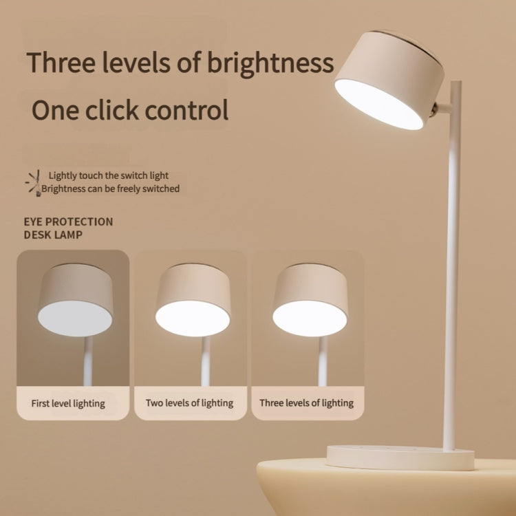 Multifunctional Magnetic LED Smart Projection Desk Lamp with Wireless Charging Function - White