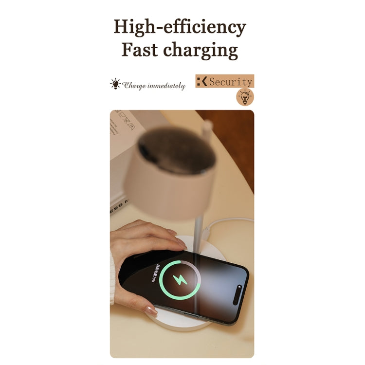 Multifunctional Magnetic LED Smart Projection Desk Lamp with Wireless Charging Function - White