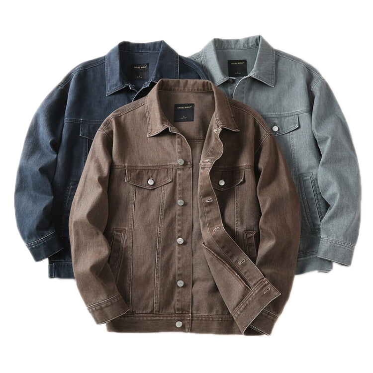 Autumn Winter Retro Denim Jacket Loose Work Jacket, Size: S