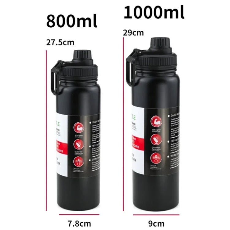 304 Stainless Steel Insulated Water Cup Handheld Large Capacity Outdoor Sports Kettle Vacuum Water Bottle, Capacity: 800ml