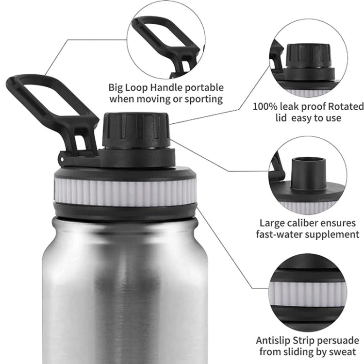 304 Stainless Steel Insulated Water Cup Handheld Large Capacity Outdoor Sports Kettle Vacuum Water Bottle, Capacity: 1000ml