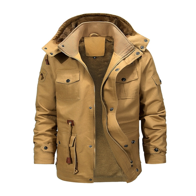 Casual Belt Zipper Thickened Side Seam Pocket Windbreaker, Size: L