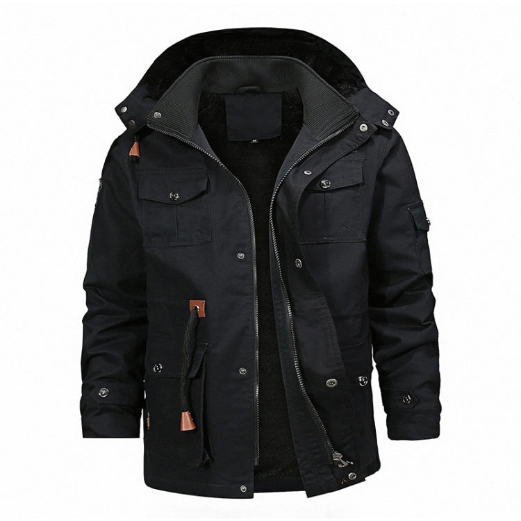 Casual Belt Zipper Thickened Side Seam Pocket Windbreaker, Size: L
