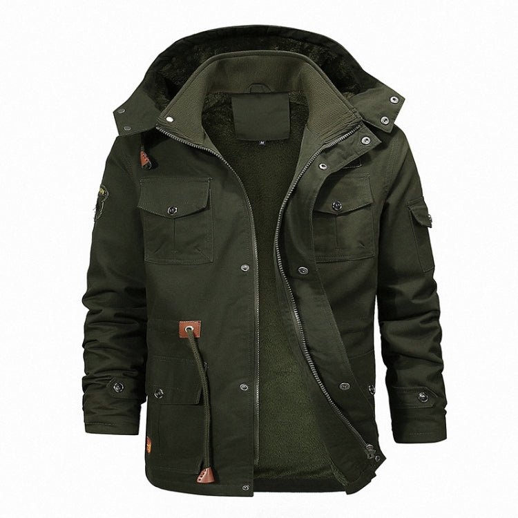 Casual Belt Zipper Thickened Side Seam Pocket Windbreaker, Size: XL