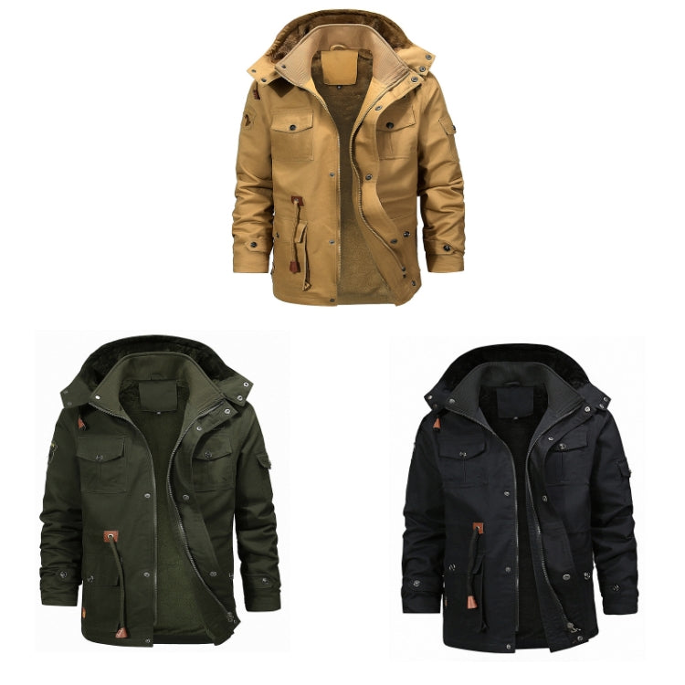 Casual Belt Zipper Thickened Side Seam Pocket Windbreaker, Size: XL