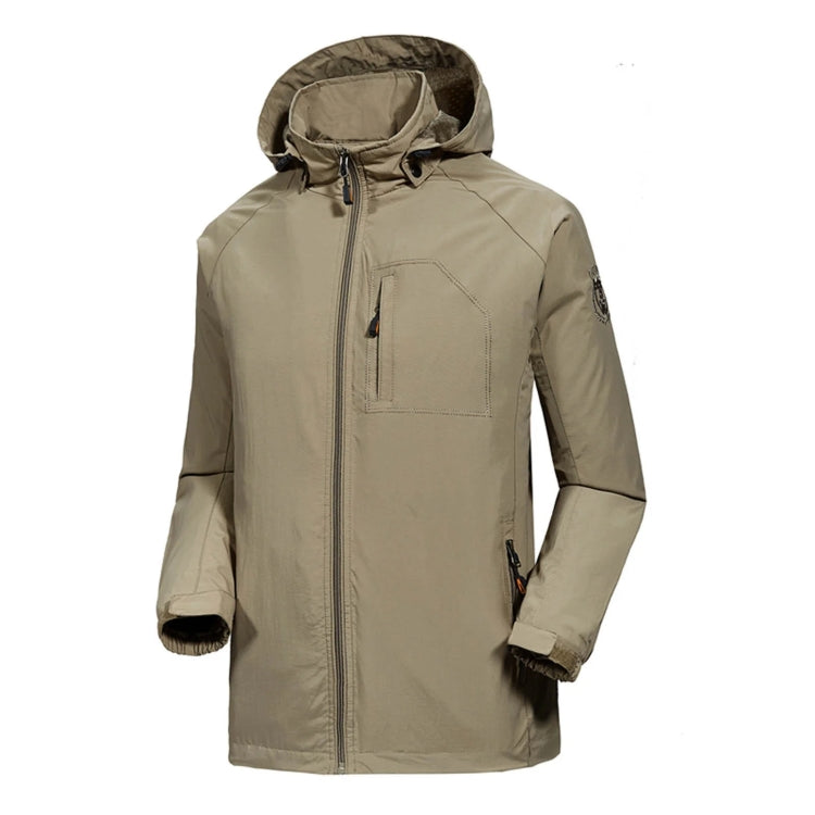 Men Casual Youth Full Zip Hooded Rainproof Jacket, Size: L