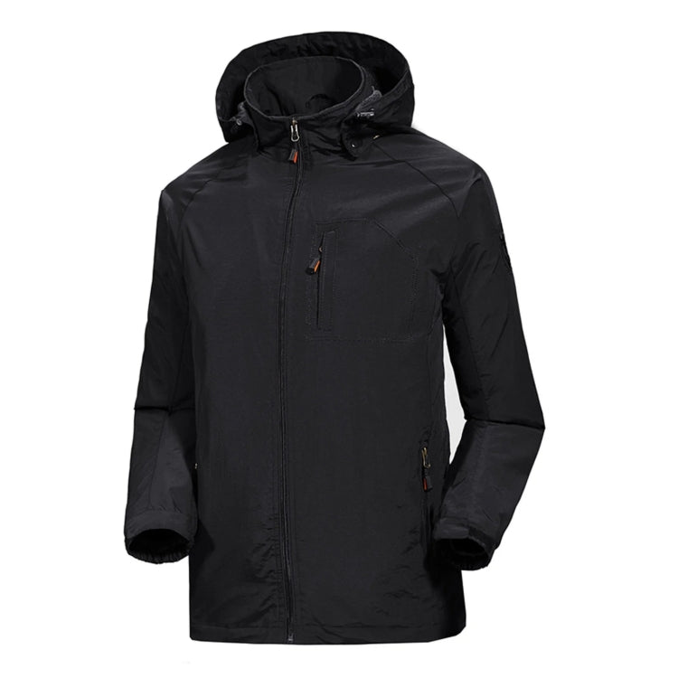 Men Casual Youth Full Zip Hooded Rainproof Jacket, Size: XL
