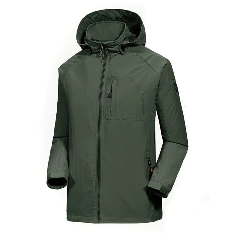 Men Casual Youth Full Zip Hooded Rainproof Jacket, Size: XXL
