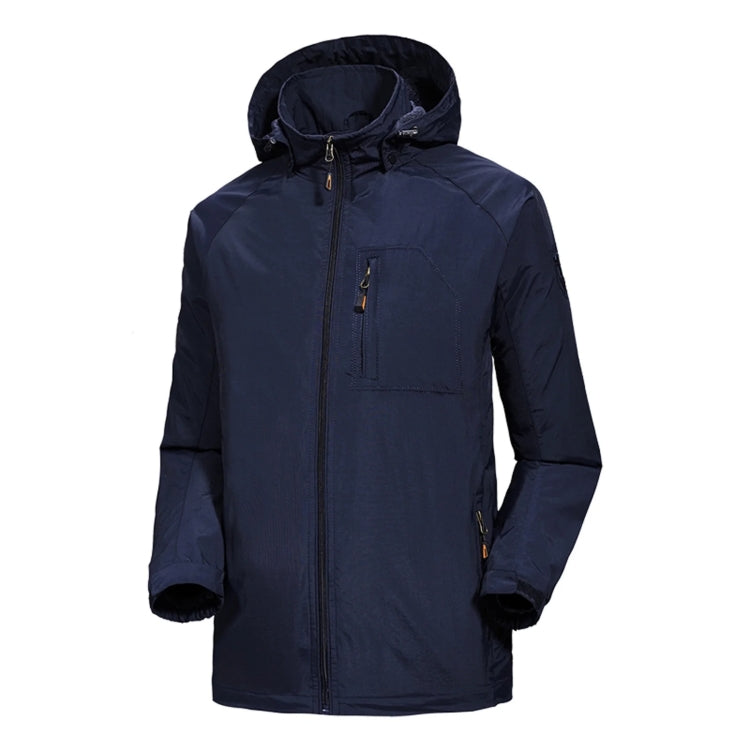 Men Casual Youth Full Zip Hooded Rainproof Jacket, Size: XXXXL
