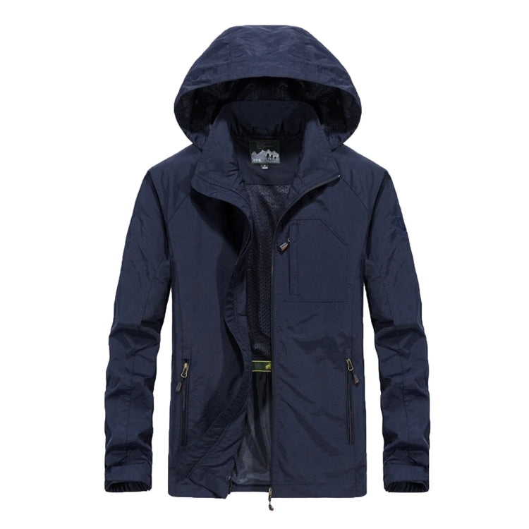 Men Casual Youth Full Zip Hooded Rainproof Jacket, Size: XXL