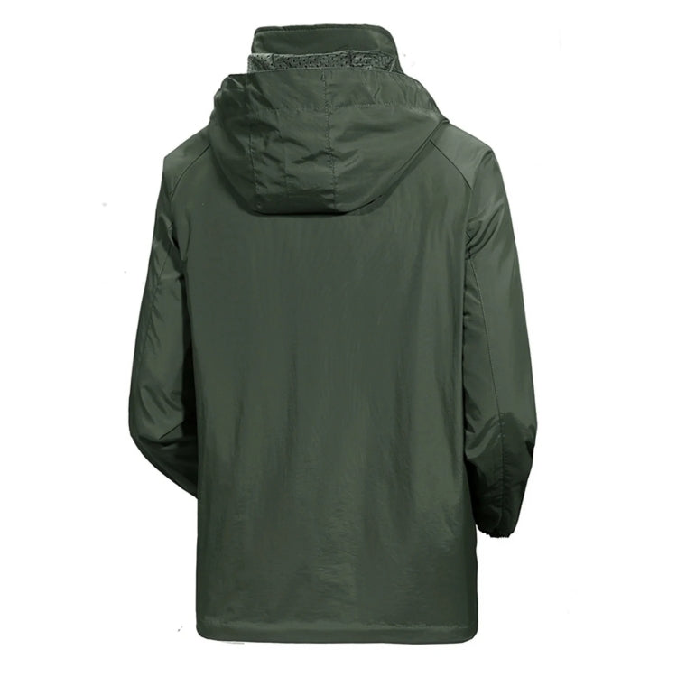 Men Casual Youth Full Zip Hooded Rainproof Jacket, Size: XL