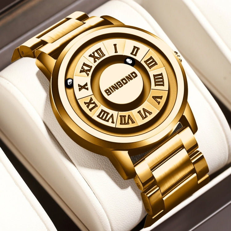BINBOND B234 30m Waterproof Magnetic Suspension Watch, Color: Full Gold-Gold