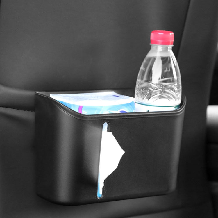 Multifunctional Car Seat Back Storage Box Rear Seat Tissue and Beverage Rack - Black
