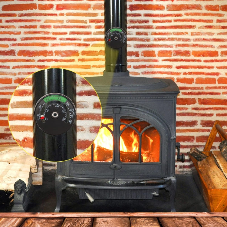 Magnetic Fireplace Thermometer Temperature Monitor - Black