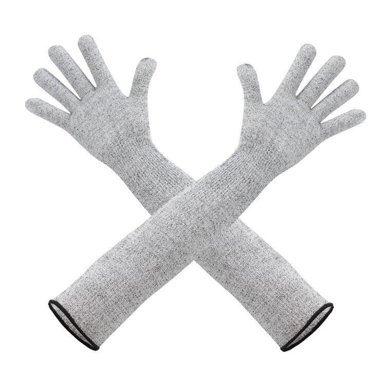 1pair Extended Anti-Cut Sleeve Gloves HPPE Anti-Scratch Arm Guard Anti-Bite Labour Gloves, Length: 40cm Gray