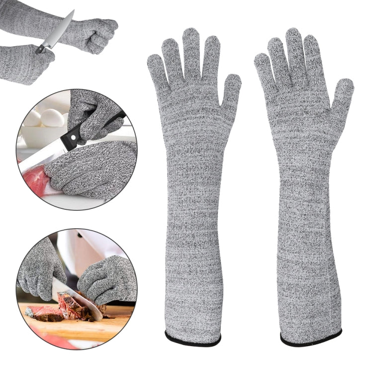 1pair Extended Anti-Cut Sleeve Gloves HPPE Anti-Scratch Arm Guard Anti-Bite Labour Gloves, Length: 45cm Gray