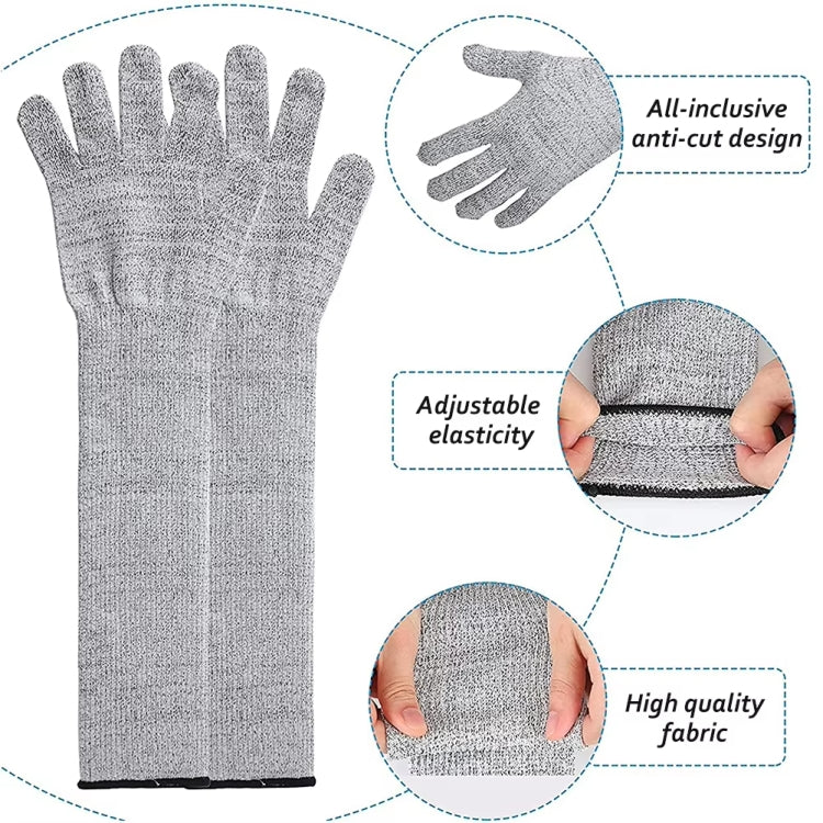 1pair Extended Anti-Cut Sleeve Gloves HPPE Anti-Scratch Arm Guard Anti-Bite Labour Gloves, Length: 40cm Gray
