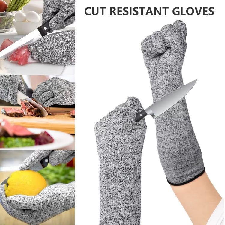 1pair Extended Anti-Cut Sleeve Gloves HPPE Anti-Scratch Arm Guard Anti-Bite Labour Gloves, Length: 35cm Gray