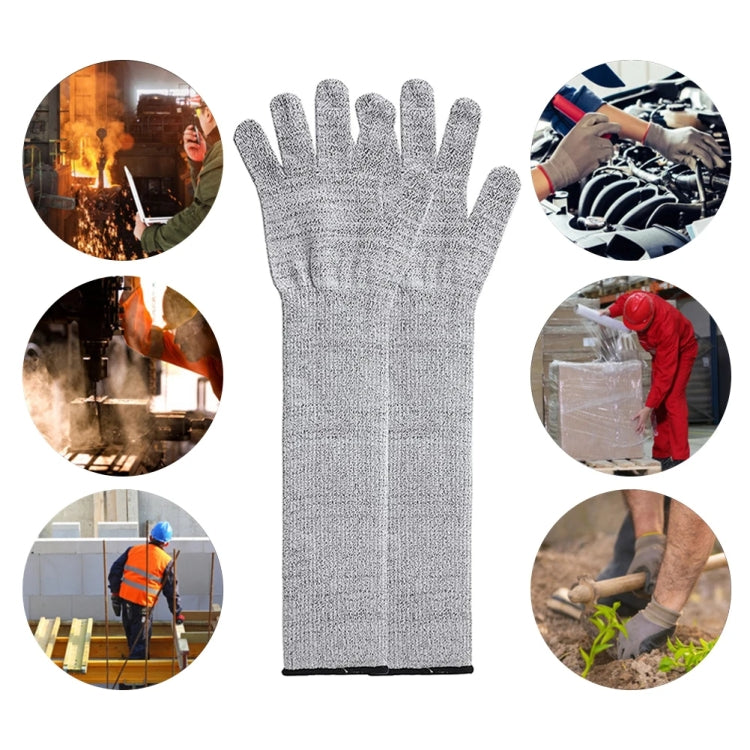 1pair Extended Anti-Cut Sleeve Gloves HPPE Anti-Scratch Arm Guard Anti-Bite Labour Gloves, Length: 55cm Gray