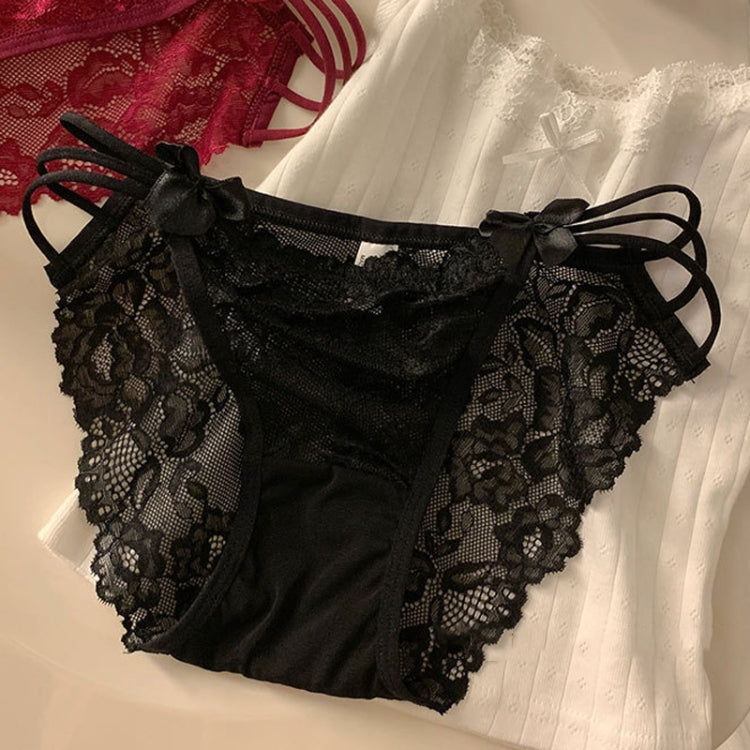Ladies Sexy Lace Low Waist Erotic High Split Panties, Size: One Size - Black