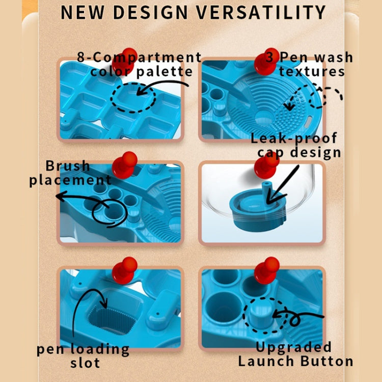 Painting Brush Washer with Drain Cleaner and Holder, 8 Palette Wells