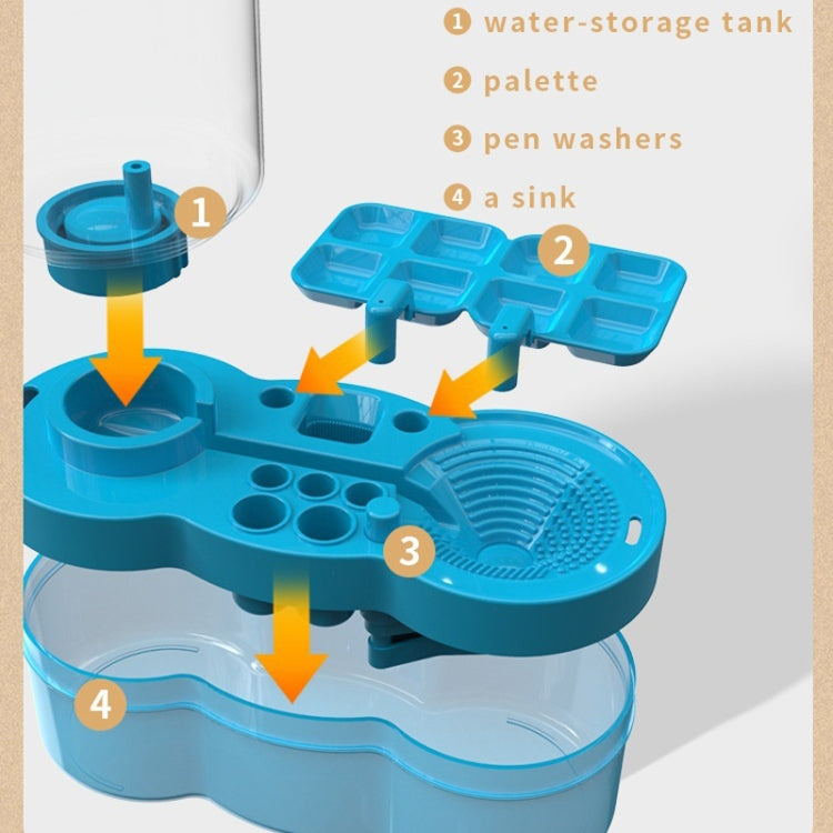 Painting Brush Washer with Drain Cleaner and Holder, 8 Palette Wells