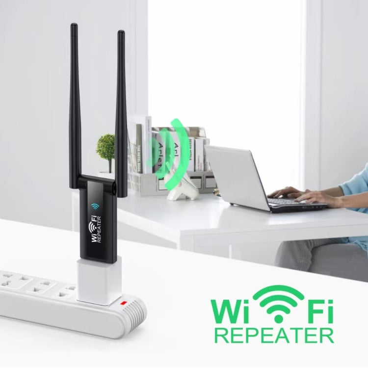 USB Powered WiFi Signal Amplifier Through Wall Wireless Router Extension - Black