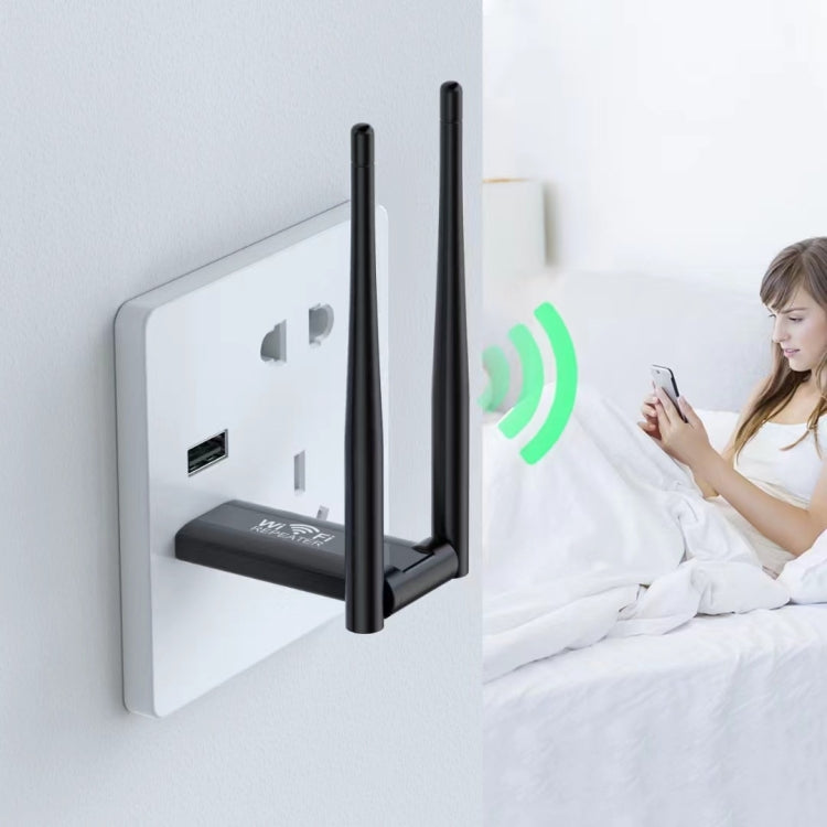 USB Powered WiFi Signal Amplifier Through Wall Wireless Router Extension - Black
