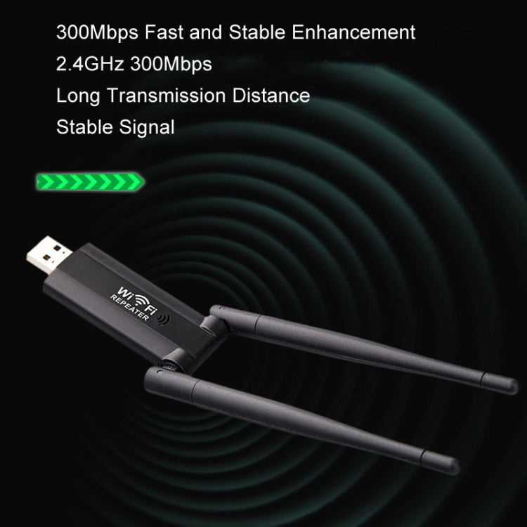 USB Powered WiFi Signal Amplifier Through Wall Wireless Router Extension - Black